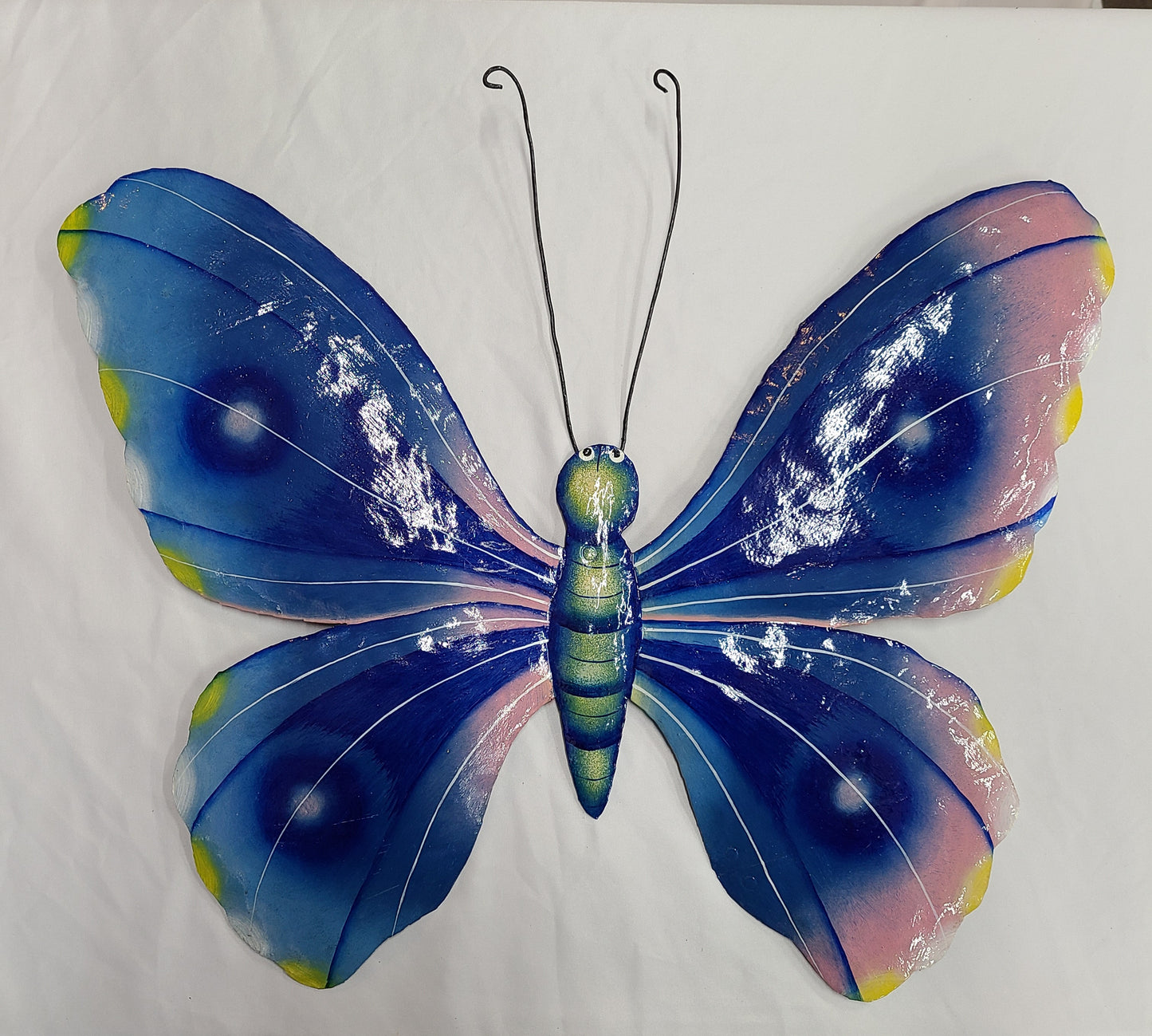 Large Butterfly Art (Blue/Yellow/Pink/White)