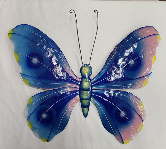 Large Butterfly Art (Blue/Yellow/Pink/White)